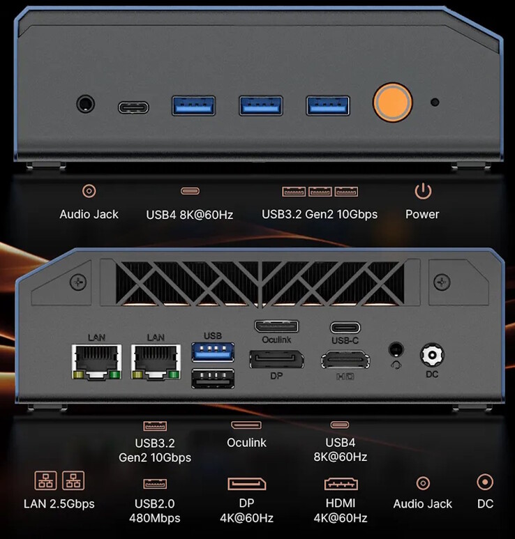 Bosgame VTA-439 mini PC bağlantı noktaları.