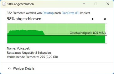 Bundan sonra hala yaklaşık 800 MB/s