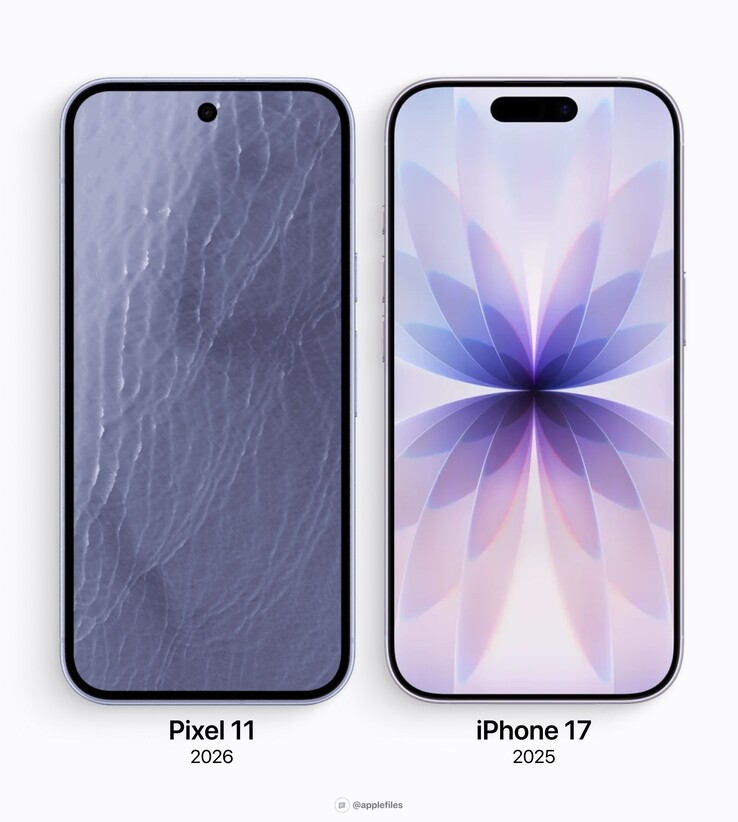 Google Pixel 11 ile Apple iPhone 17'nin ekran çerçeveleri.