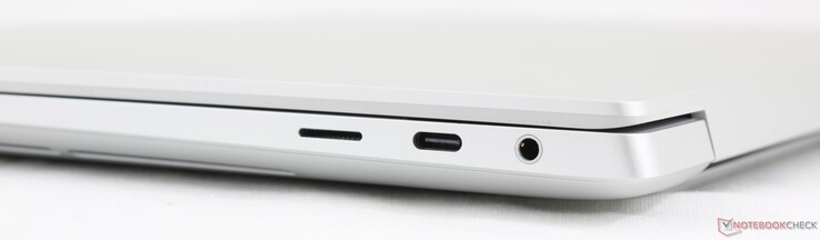 Sağ tarafta: MicroSD, USB-C Thunderbolt 4 w/ DisplayPort 2.1 + Güç Dağıtımı, 3,5 mm kulaklık