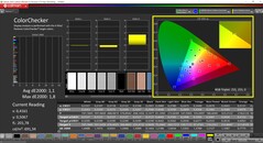CalMAN ColorChecker (profil: Native, hedef renk uzayı: P3)