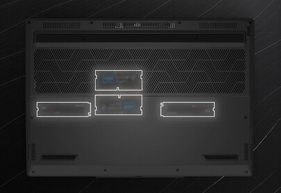 Tuxedo InfinityBook Max 15 oyun dizüstü bilgisayarı 128 GB'a kadar bellek ve 8 TB depolama alanı ile donatılabilir. (Resim kaynağı: Tuxedo)