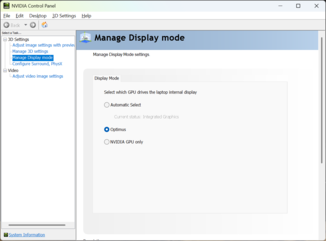 Nvidia Kontrol Paneli GPU ayarları standart ve yüksek yenileme hızları arasında otomatik geçiş yapacak