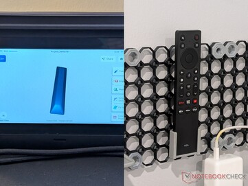 TCL uzaktan kumandası taranmış ve 3D yazıcıyla basılmış tutucu.