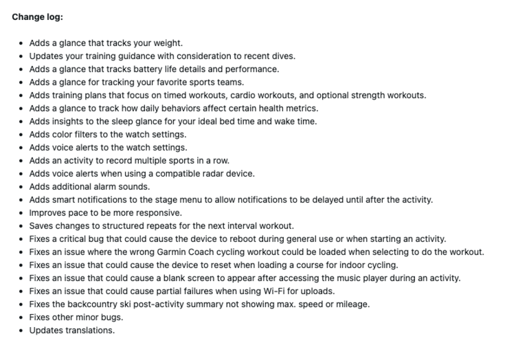 Garmin Venu X1 için beta sürüm 16.28 değişiklik günlüğü