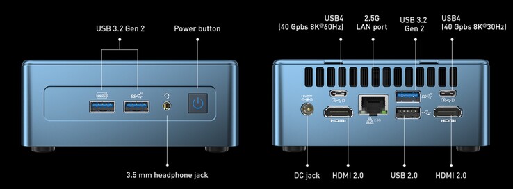 Geekom Mini IT12, i5-12450H üzerindeki harici bağlantı noktaları (Kaynak: Geekom)