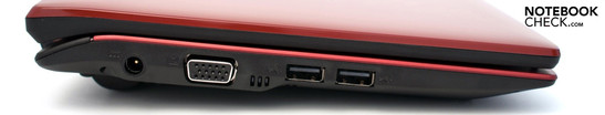 sol: güç girişi, VGA, 2 USB 2.0