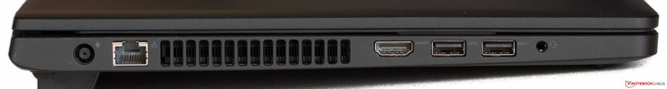 Left: SD-card, USB 2.0, VGA, Kensington