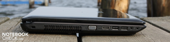 Sol: Kensington, VGA, HDMI, 2 x USB, mikrofon, kulaklık