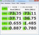 Crystal Disk Mark 3.0: 73 MB/s Read/Write