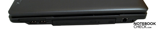 Sağ: ExpressCard/54, USB 2.0, opt. LW, RJ-11 (modem), Kensington kilidi yuvası