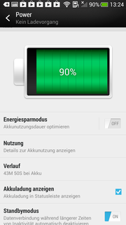 The power save mode is activated when the state of charge is low and controls the performance.