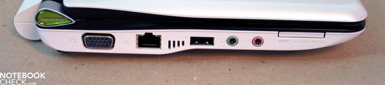 Sol taraf: VGA, LAN, USB, ses çıkışları, Multi-Kart okuyucu
