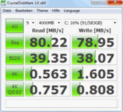 Crystal Disk Mark 80 MB/s okuma