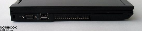 Sol taraf: Kensington kilidi, VGA-out, 2x USB 2.0/eSATA, SmartCard