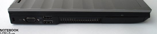 Sol: Kensington kilidi, VGA-Out, 2x USB 2.0 / eSATA, SmartCard