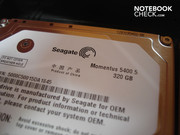 Seagate sabit disk 320 GB kapasiteye ve 5400 RPM dönme hızına sahip.