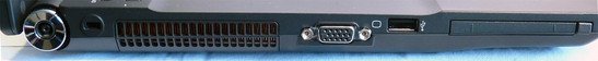 Sol: PCMCIA, USB 2.0, VGA, havalandırma, güç bağlantı noktası.