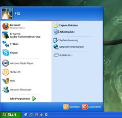 Windows XP başlat menüsü