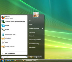 Windows Vista başlat menüsü ve pratik arama çubuğu