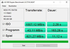 AS SSD copy benchmark Sonuçları