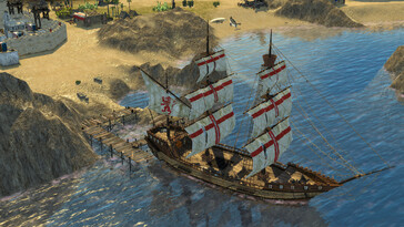 Stronghold Crusader 2'de bir gemiyi gösteren bir görsel.