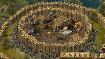 Stronghold: Definitive Edition'daki binaları gösteren bir görsel.