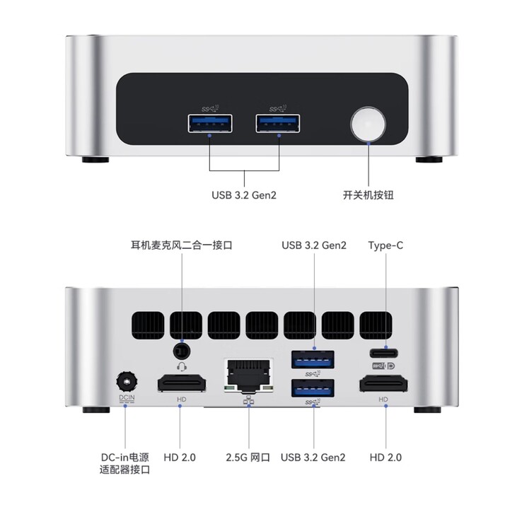 Peladn WO5 mini PC, 2,5G Ethernet dahil olmak üzere zengin bir bağlantı noktası yelpazesine sahiptir.