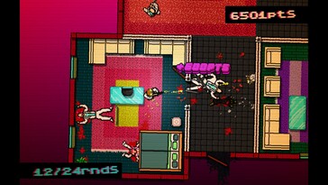 Resimde: Hotline Miami oyunundan bir ekran görüntüsü.