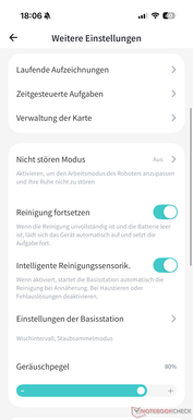 Ayarları içeren menü