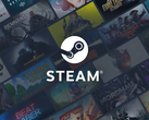 Steam logosu, çeşitli oyun küçük resimlerine karşı.
