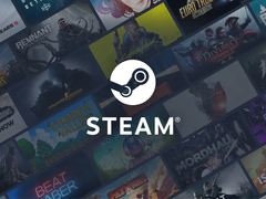 Steam logosu, çeşitli oyun küçük resimlerine karşı.
