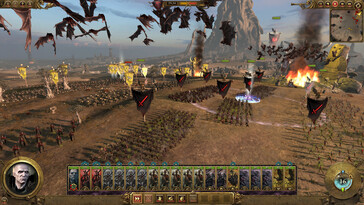 Total War: Warhammer'da bir savaşı gösteren bir görsel.
