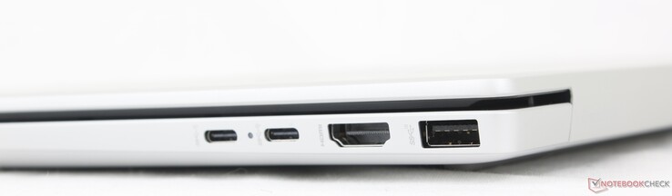 Sağ: 2x USB-C w/ DisplayPort + Güç Dağıtımı (10 Gbps), HDMI 2.1, USB-A (10 Gbps)