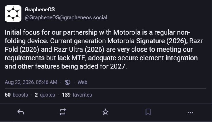 Grafen, mevcut Motorola amiral gemisi modelini desteklemeyecek