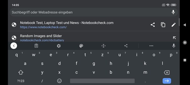 Keyboard in landscape mode