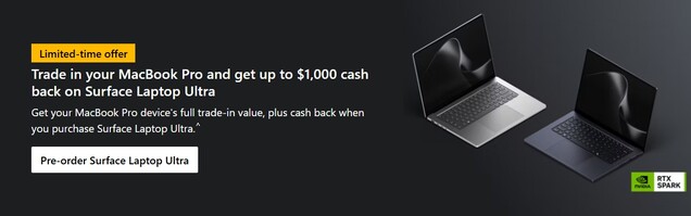 Microsoft, MacBook Pro sahiplerine 1.000 dolarlık para iadesi teklifiyle Apple'ı hedef alıyor.