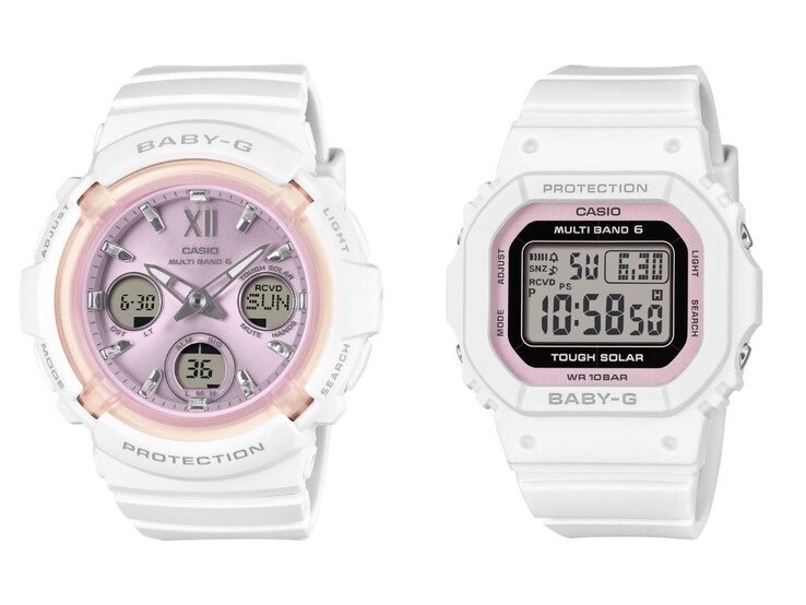 Casio Baby-G BGA-2800SP-7A1 (solda) ve BGD-5650SP-7C (sağda) saatler