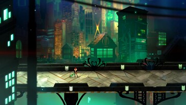 Transistor'da Cloudbank şehrini gösteren bir görüntü.