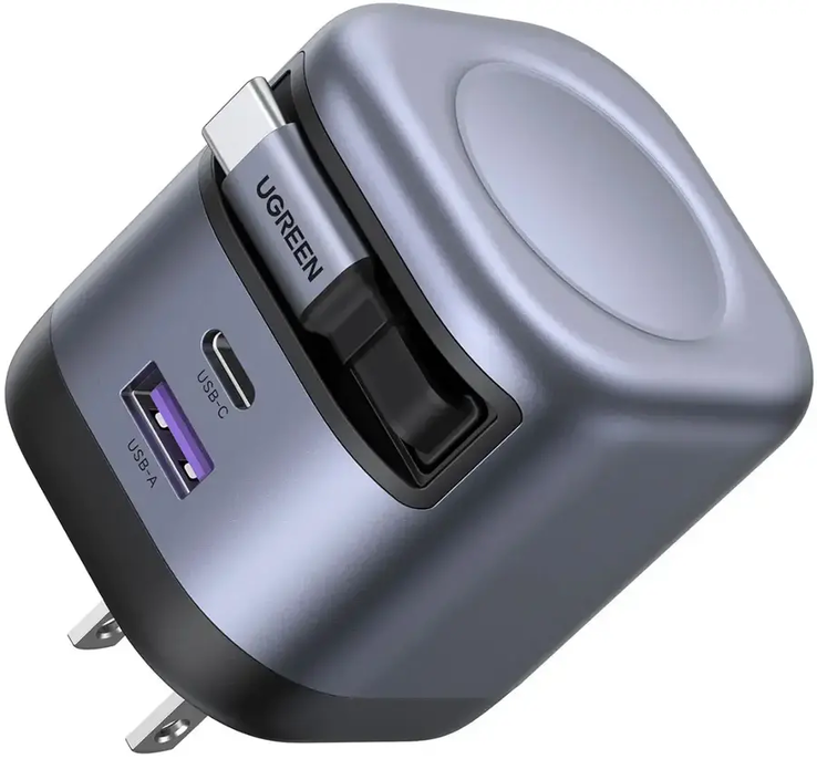 Ugreen Nexode 45W USB-C Şarj Cihazı, dahili geri çekilebilir bir kabloya sahiptir