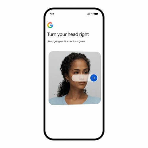 Kullanıcıdan başını sağa çevirmesini isteyen Google ekranı