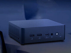 VM61, USB-C bağlantı noktası üzerinden çalıştırılabilir. Resimde: mini bilgisayarın ön yüzünü gösteren tanıtım fotoğrafı.