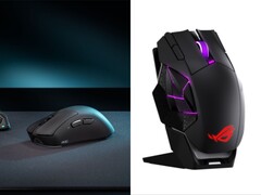 ROG Gladius IV Ace (solda) ve ROG Spatha X 65K (sağda) oyun fareleri.