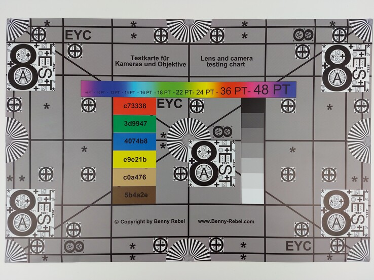 A photo of our test chart