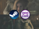Her iki Remothered oyunundan ekran görüntüleri, üstte Steam ve GOG logoları ile.
