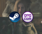 Her iki Remothered oyunundan ekran görüntüleri, üstte Steam ve GOG logoları ile.