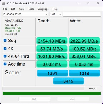 Thunderbolt 4 üzerinden ADATA SE920 ile performans kontrolü