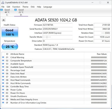 ADATA SE920, UASP (USB Ekli SCSI Protokolü) aracılığıyla iletişim kurar