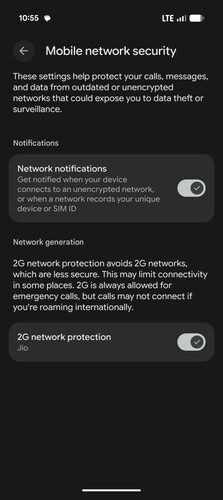 Mobil ağ güvenlik seçenekleri