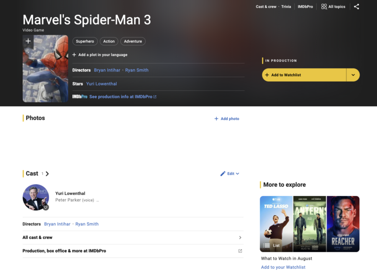 Spider-Man 3'ün IMDb sayfası.